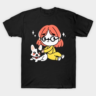 Girl with a Corgi Dog Lover Welsh T-Shirt